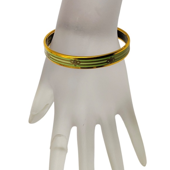 HERMES LIGHT GREEN NARROW PRINTED ROPE ENAMEL BRACELET - Picture 5 of 8